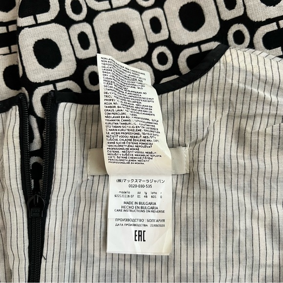 Max Mara Aosta Cotton Blend Minidress Geometric Black White Sleeveless Dress 12 - Picture 6 of 8